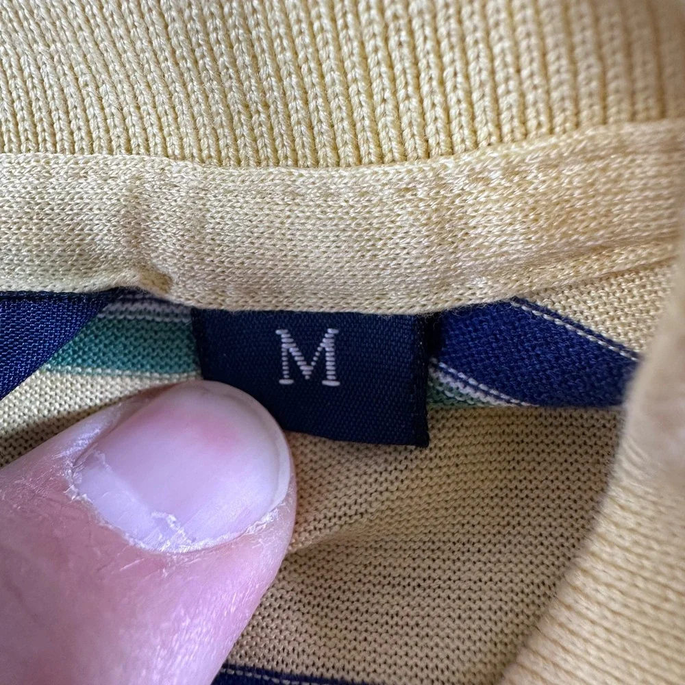 Polo Ralph Lauren Polo Shirt Mens M Medium Yellow Striped Golf Pima Cotton
